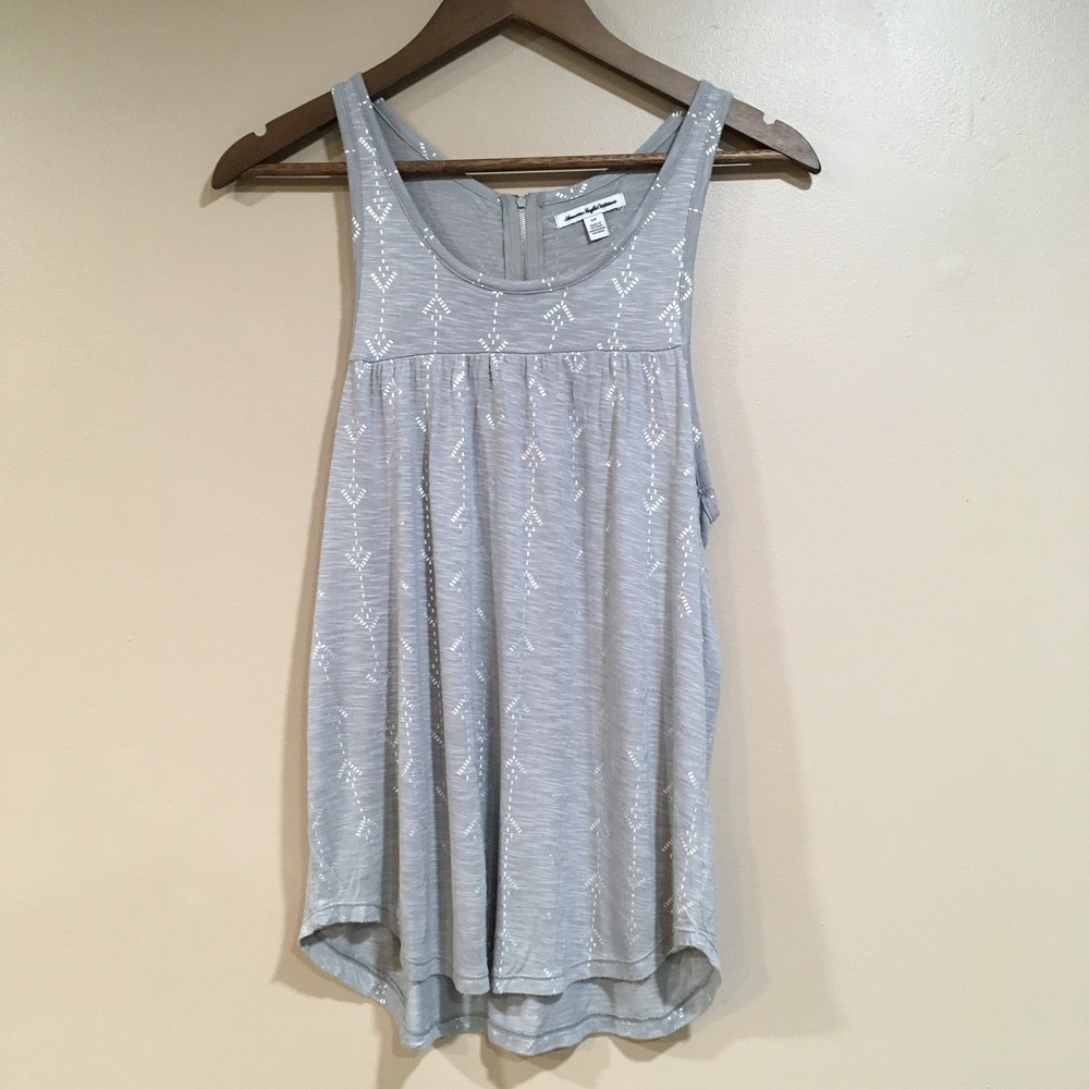 American Eagle Zip Back Tank Top Womens S Silver Gray Metallic Boho Festival‎